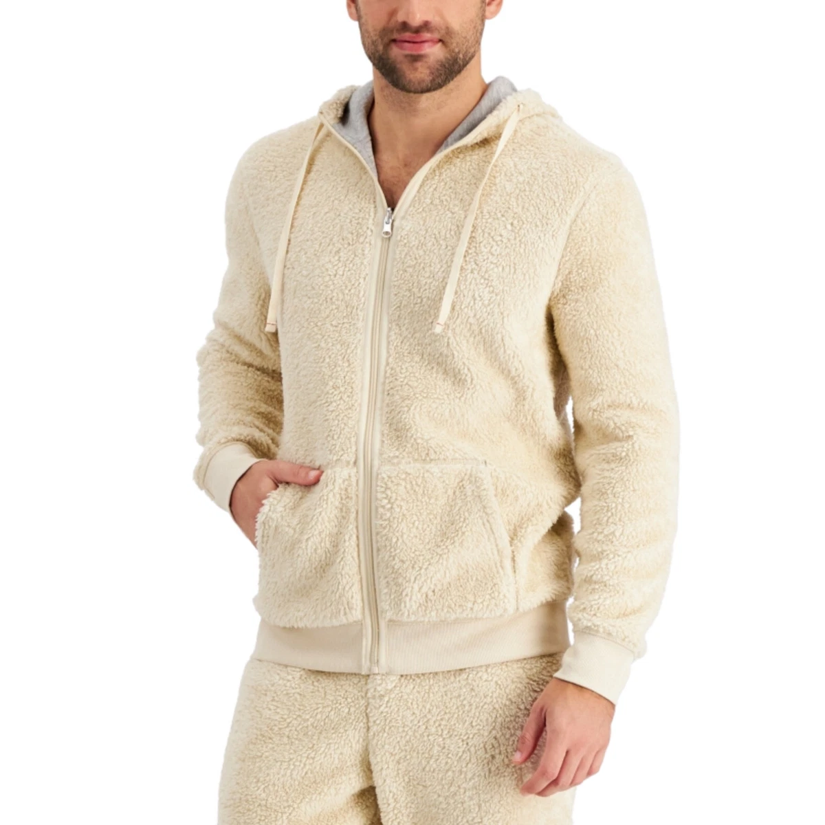 CLUB ROOM Full Zip Fleece Reversible Pajama Hoodie sz L Large