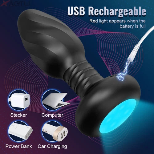 Rotating Anal Butt Plug Dildo Vibrator Prostate Massager Sex Toys for Men Women - Picture 3 of 28