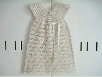 VESTITO VESTITINO NEONATA UNCINETTO VESTITINO BATTESIMO CERIMONIA