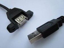 4 pcs USB 2.0 Extension Cable Male to Female with Panel Mount Screw Hole 0.3m