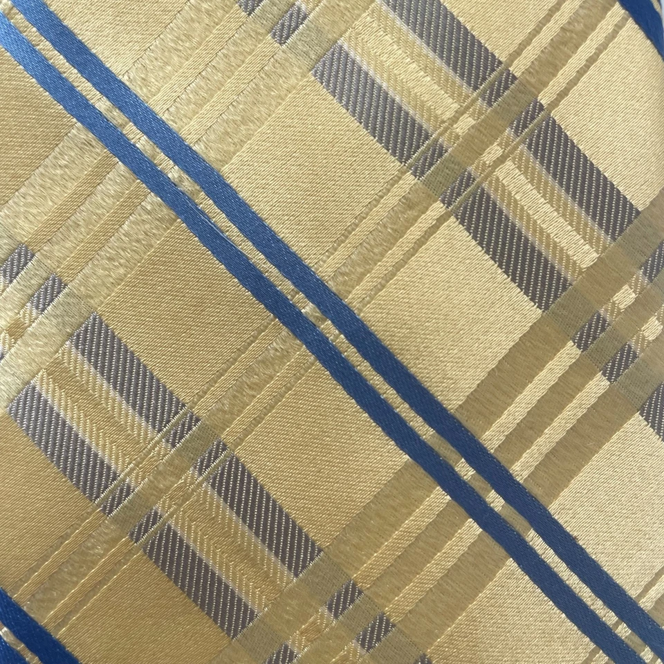 Corbata Michael Kors Hombre Regular 100% Seda Amarillo Azul Cuadros Gris Foto 3 de 4