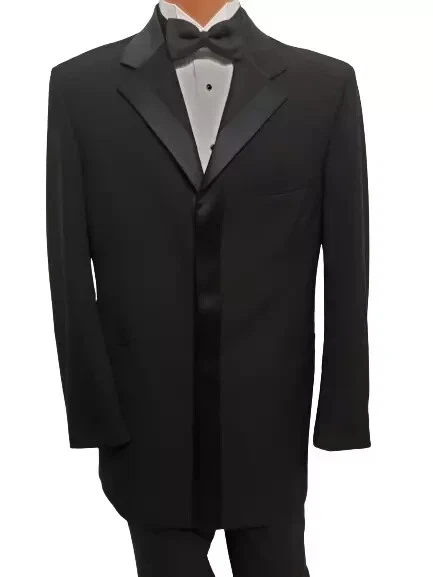 Jaqueta smoking masculina preta botões escondidos vintage Claiborne 4 botões - Imagem 3 de 4