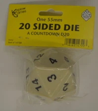 Koplow Games 55mm Spindown 20 Sided Die D20 #14799 - WHITE