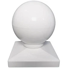 Vinyl Fence Post Cap (4 Inch Ball/Dome Style) White Vinyl Post Caps