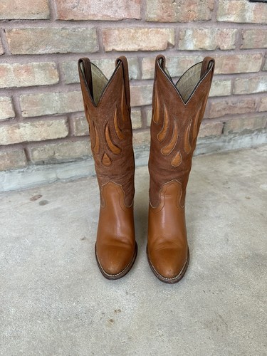1980s Vtg FRYE Cowgirl Russet Leather Western Boots 6 B Cowgirl High Heel Cowboy - Picture 5 of 16