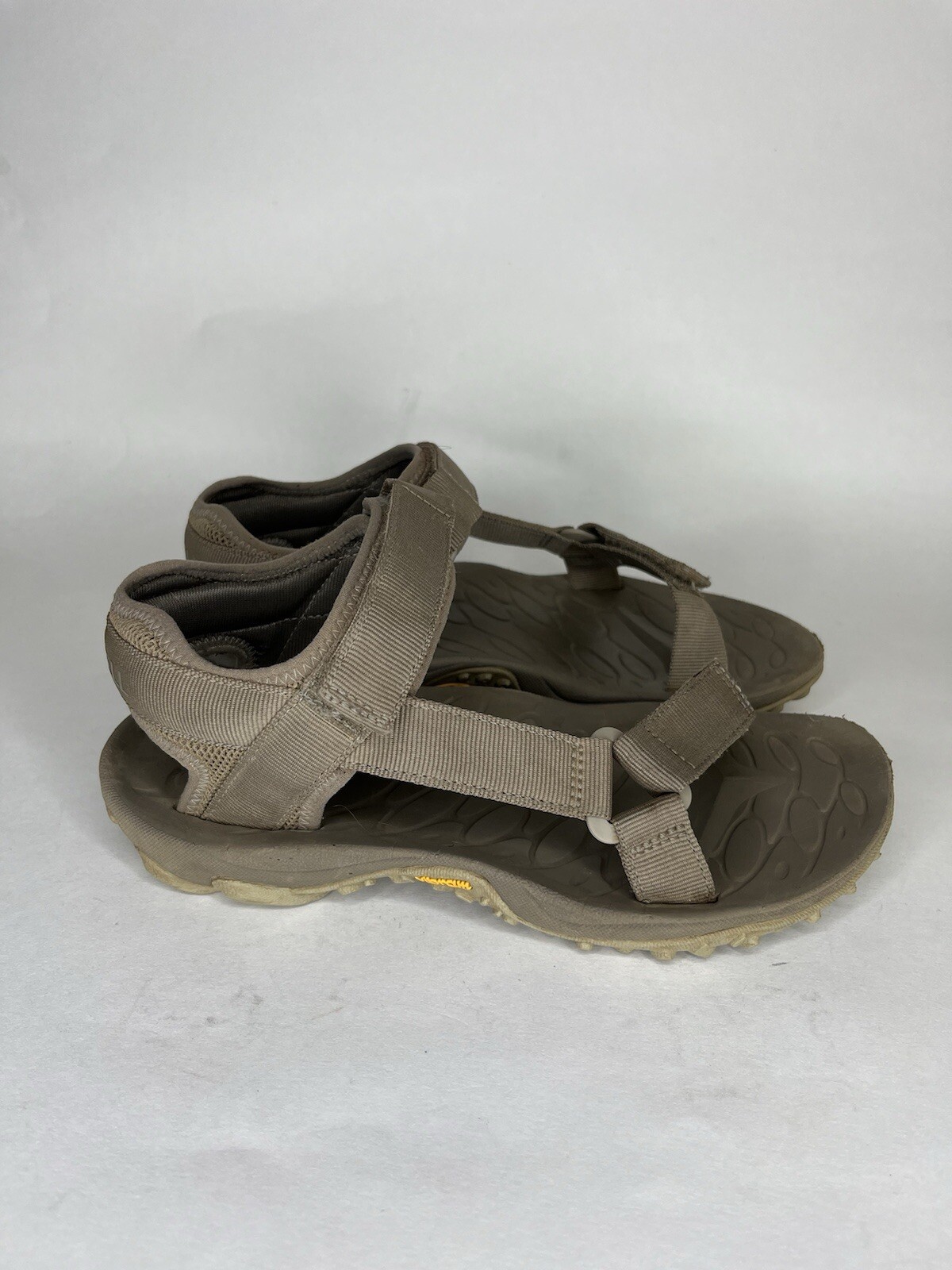 Merrell sandali sportivi donna taglia 38 US 7 cinturino alla caviglia grigio beige tessuto passeggio