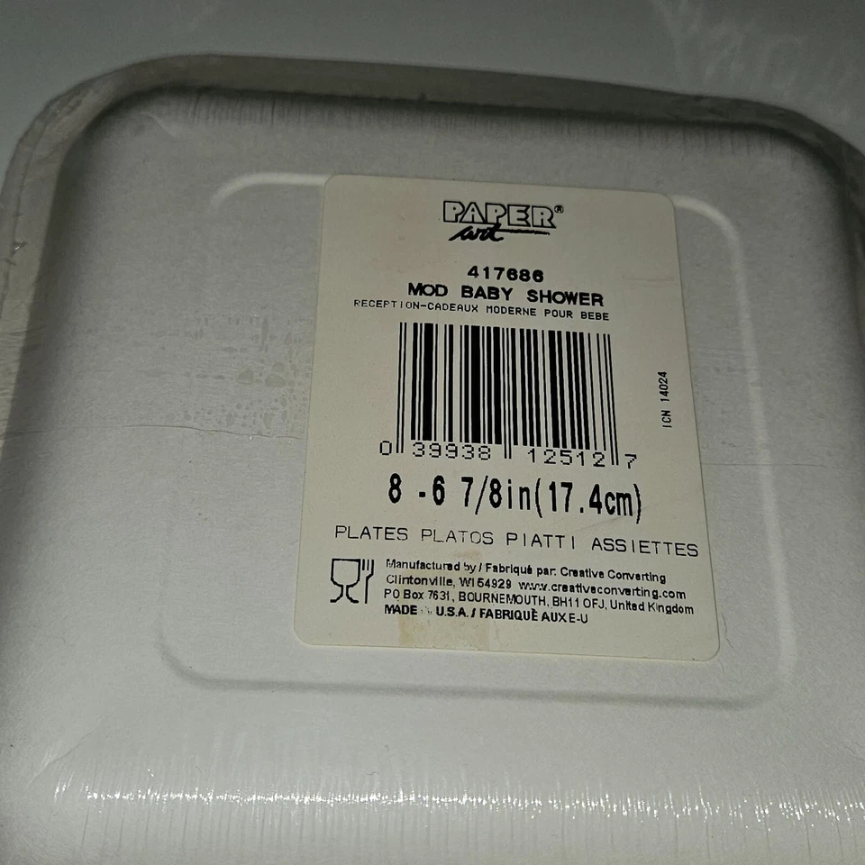 NEW 3 Pk Yellow Square Maternity Baby Shower Party Plates Unisex Boy Girl 8/pack - Image 4 of 4