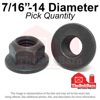 7/16''-14 Grade 8 (G) Hex Flange Top Lock Nuts Coarse Phos & Oil (Pick Quantity)