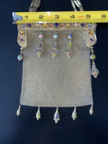 Vintage Mesh Geldbörse Abendtasche stark mit Juwelen signiert nie anders gesehen wie ist - Bild 12 von 13