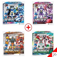 METAL CARDBOT 4-Type Transformer Robot Set-Trucker Ambuler Blue Cop Shadow X