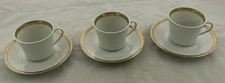 Winterling Marktleuthem Bavaria White Gold Laurel Leaves  Cup & Saucer Set of 3