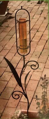 Garden Treasure Brown Rustic Metal lawn or Garden Rain Gauge New Same Day Ship !