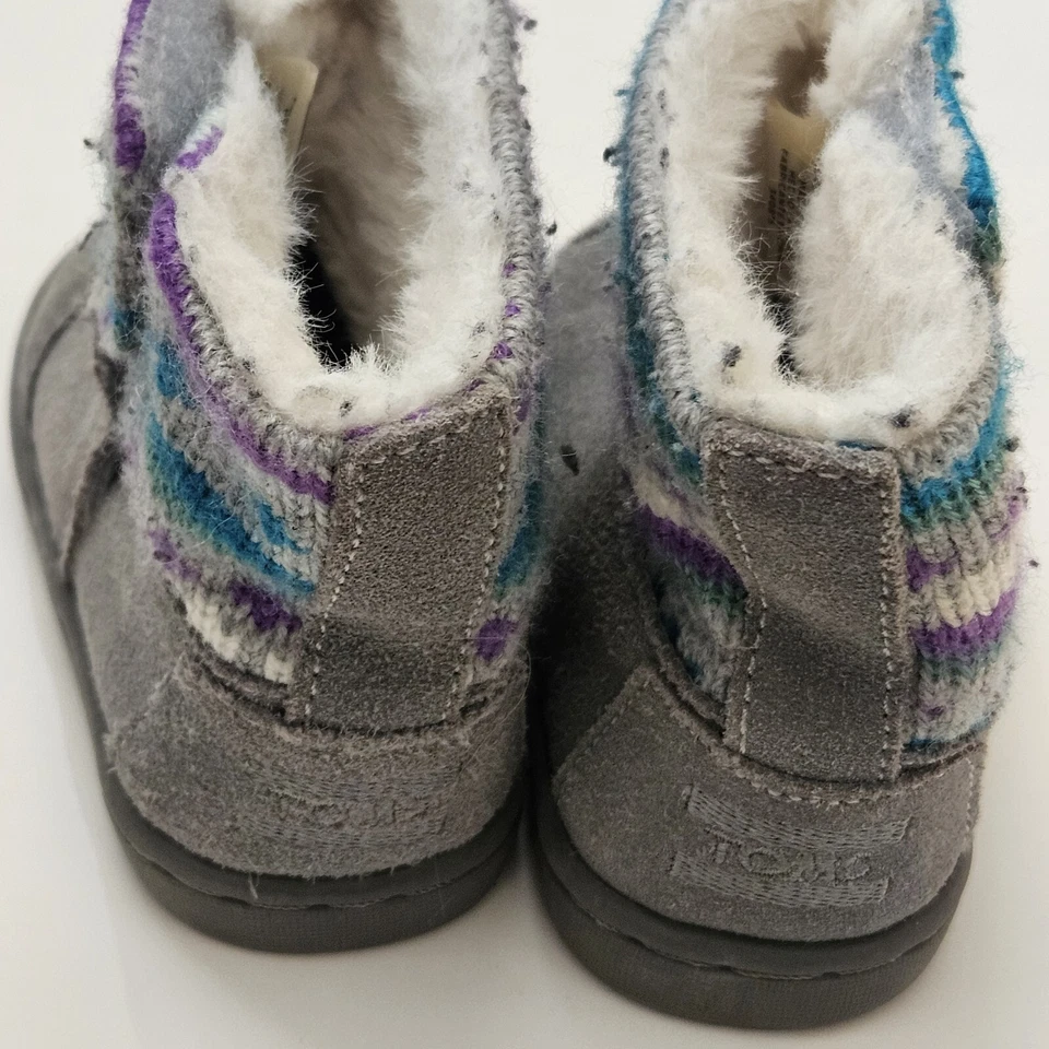 Botas Toms Nepal cinza camurça lã metálica criança EUA 4 bebê menina um por um - Imagem 2 de 4