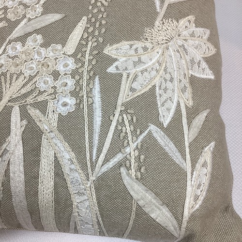 Pier 1 Imports BOHO Embroidered Appliquéd Floral Throw Pillow 17x17” - Picture 7 of 13