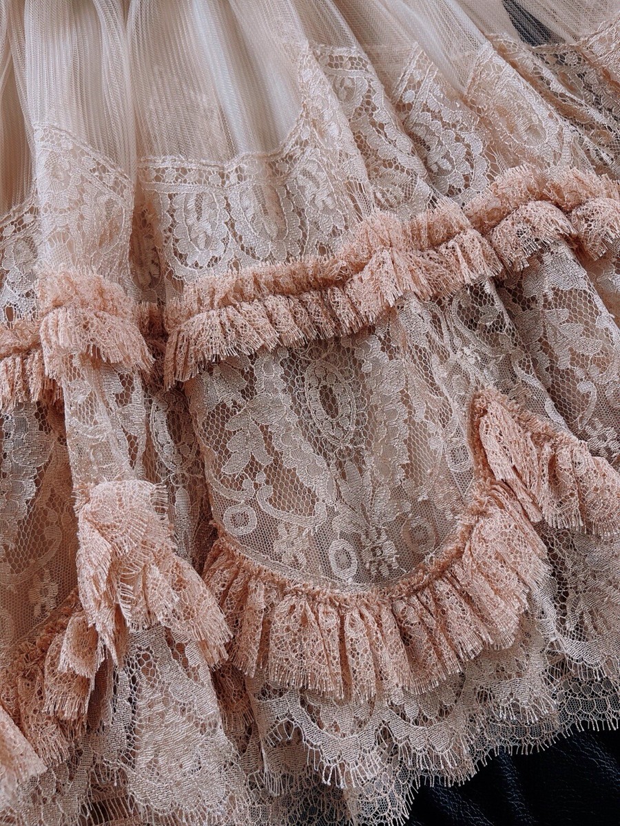 Burberry Natural Tulle Lace Baby Doll Dress Made In Italy