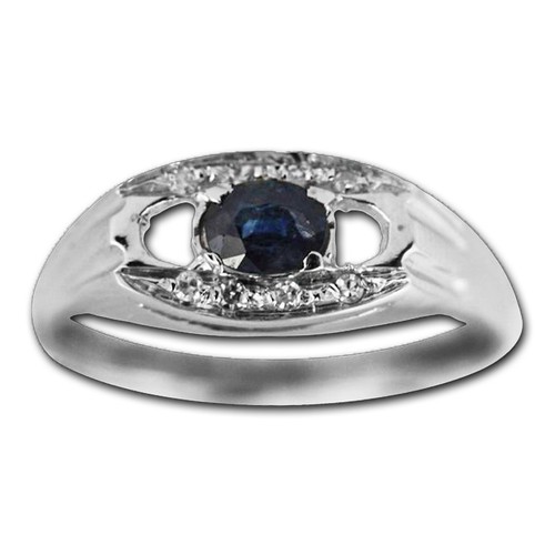 Anello Donna in oro 18KT con Diamanti Naturali 0.08CT e Zaffiro Centrale - P013