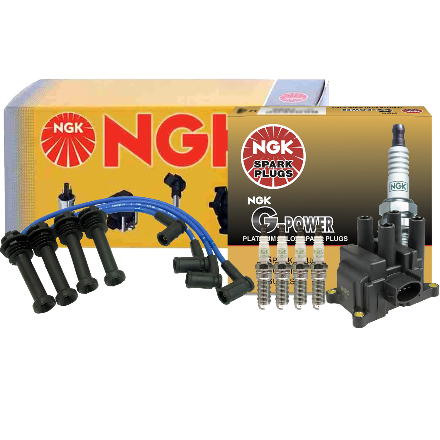 NGK DIS Ignition Coil Wires  4 GPower Platinum Spark Plugs Kit For Ford Mercury