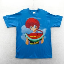 Vintage Ranma Shirt Mens Large 90s Anime Screen Stars Manga Tee Watermelon 1/2