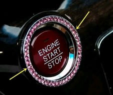 Car SUV Pink Engine Start/Stop Push Button Decor Switch Diamond Ring Cover