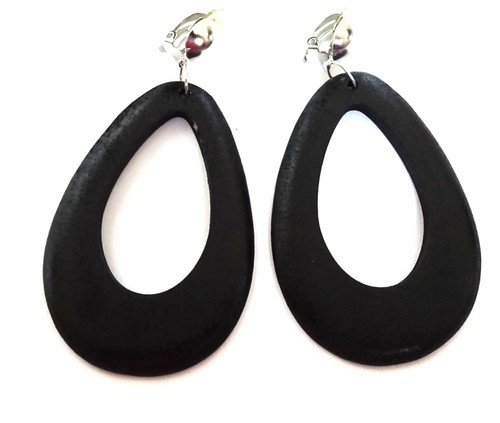 PENDIENTES CON CLIP DE MADERA LÁGRIMA CLIP PENDIENTES SURTIDOS COLORES ARO 3 PULGADAS - Imagen 4 de 21