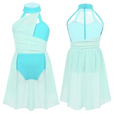 UK Kid Girls Lyrical Dance Dress Ballet Leotard Costume Modern Chiffon Dancewear