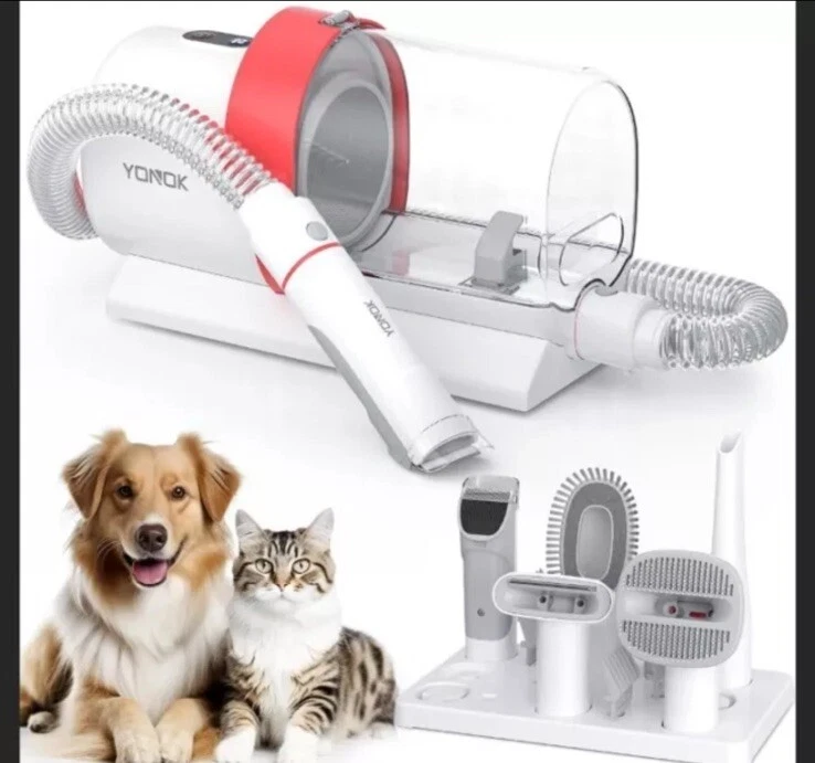 YONOK Dog Grooming Kit, Pet Grooming Vacuum with Clippers & Trimmer, Dog Vacuum