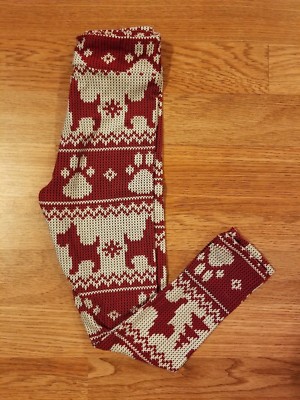 LuLaRoe Leggings S/M Red SCOTTIE DOGS Paw Puppies Christmas Holiday Kids 2T-8