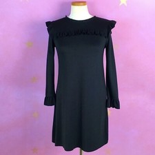 ZARA BLACK RUFFLE SLIP DRESS LONG SLEEVE SZ MEDIUM