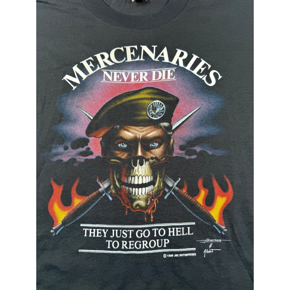 Vintage Mercenaries 3d Emblem T-Shirt Men's LARGE 1988 JRS Enterprises EUC View 2