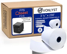 Thermal Printer Paper Roll for Toast TP200 Receipt Printer Point of Sale (12 ...