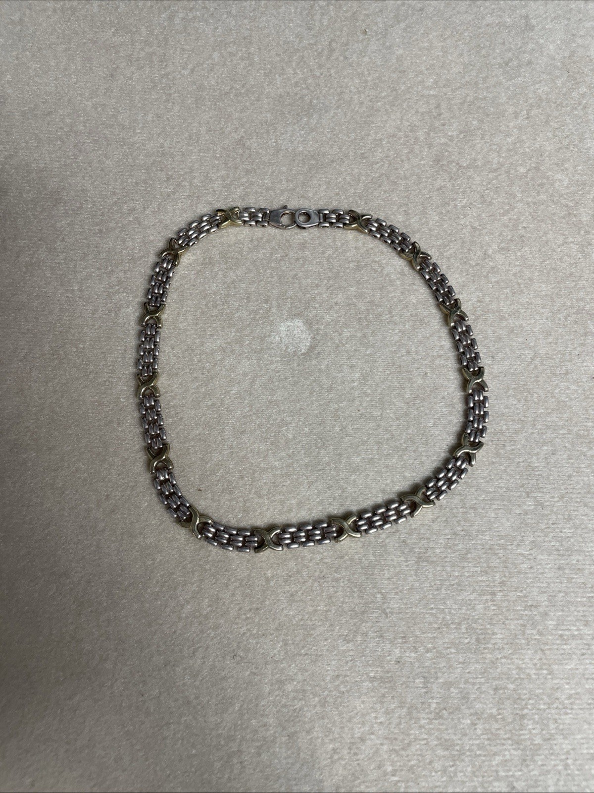 Sterling Silver X Link Pattern Necklace 925 - image 1