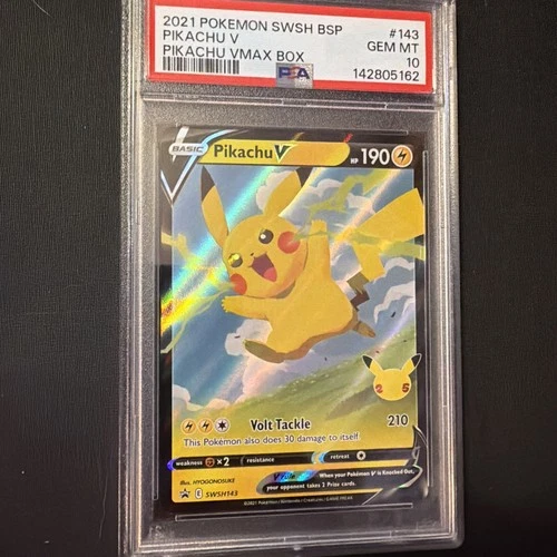 PSA 10 Pikachu V SWSH143 Black Star Promo – Pikachu VMAX Box GEM MINT 🔥