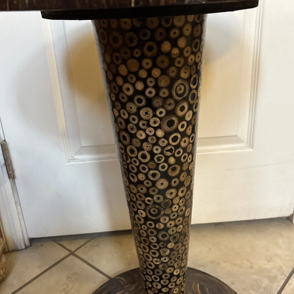 "Mesa auxiliar/extremo redondo hecho a mano MAITLAND SMITH 16"" DEFECTUOSA VER" Foto 3 de 4