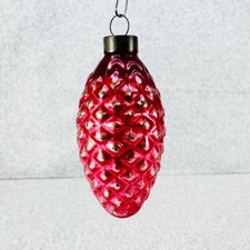 Vtg Glass Pinecone Ornament Pre WWII US of A 3.5" Pink Mercury Glass