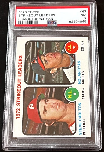 1973 TOPPS #67 NOLAN RYAN / STEVE CARLTON PSA 7 STRIKEOUT LEADERS NEWLY GRADED