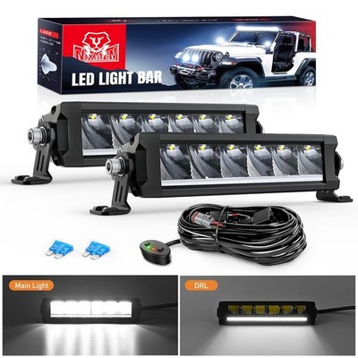 Nilight 9Inch Single Row Slim LED Light Bar 2PCS 30W 3365LM Anti-Glare Spot Beam