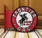 Frontier Gas Oil Flange Sign Sold Here Doubled Sided Vintage Style Wall Decor