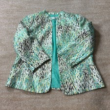 Kasper Abstract Print Blazer Jacket Size 12 Teal Yellow Black