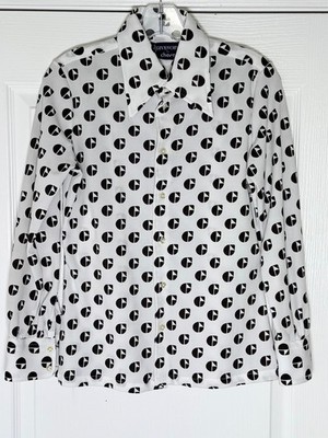 GIVENCHY for Chesa G Logo Print Blouse Graphic Monogram Shirt 10 = M Vintage 70s