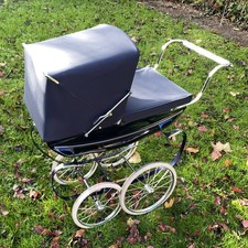 SILVER CROSS OBERON COACH BUILT DOLLS PRAM HERITAGE NAVY BLUE MADE IN ENGLAND