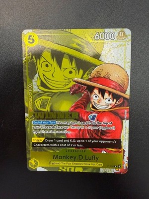 One Piece Card Game Monkey D. Ruffy P-106 Winner Promo Card ENG Near Mint NM