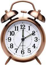 Retro Alarm Clock, Old Fashioned Bedside Alarm Clock with Non Ticking Twin Bell,