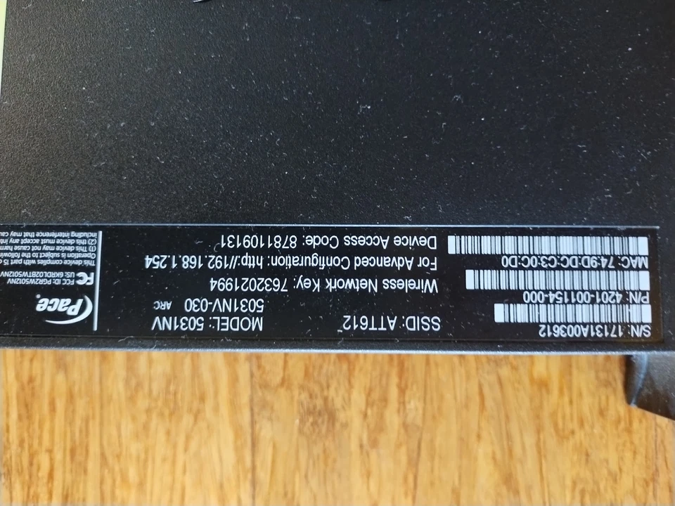 Gateway DSL inalámbrico AT&T U-verse (Pace) 5031NV con base, cable de alimentación, cable DSL Foto 3 de 4