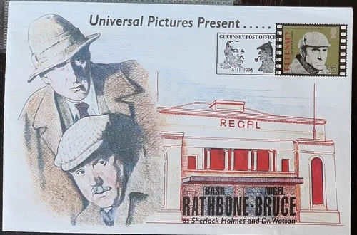 z(GGY-268)GUERNSEY 1996 FDC Basil Rathbone and Nigel Bruce as Sherlock Holmes
