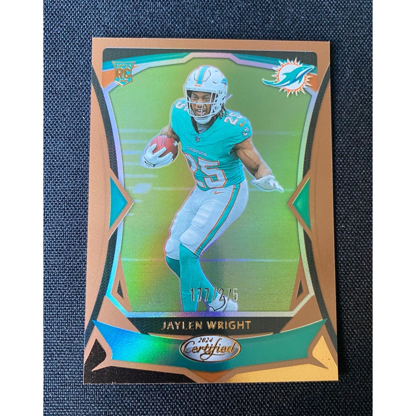 Jaylen Wright 2024 Panini Certified RC #190 Bronze Mirror 177/275 Dolphins