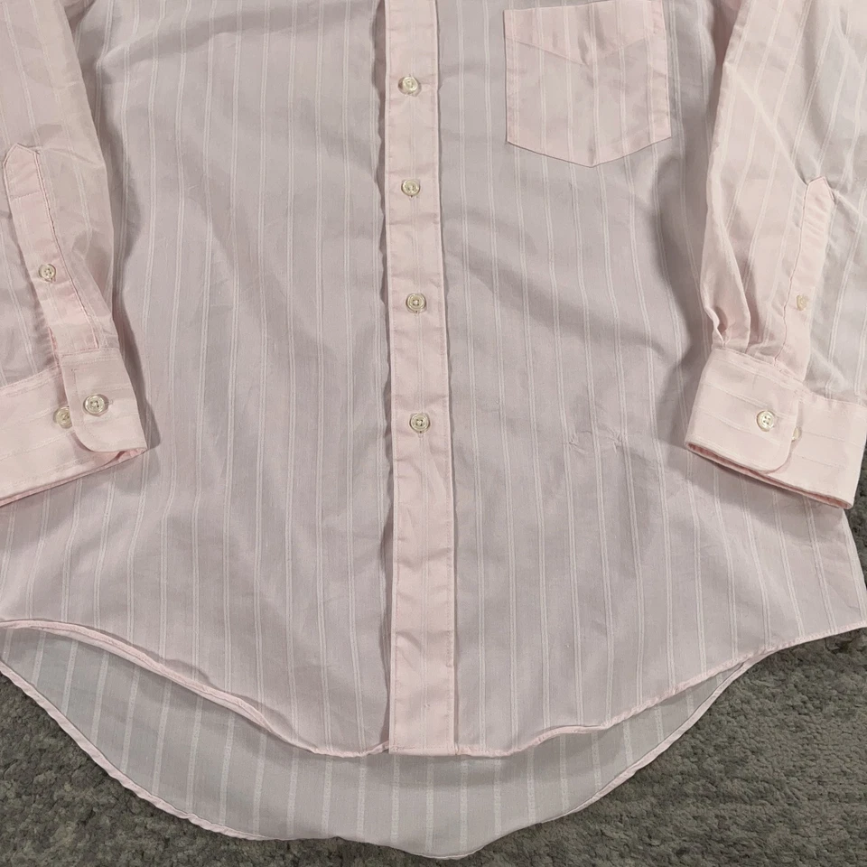 Camisa vintage Sears Roebuck para hombre 16 34/35 rosa a rayas vestido abotonado años 80 Corea Foto 3 de 4