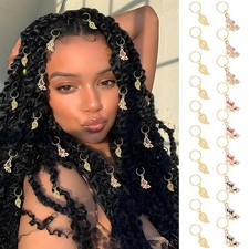 Formery Butterfly Braid Charms Gold Leaves Loc Jewelry Rhinestone African Dre...