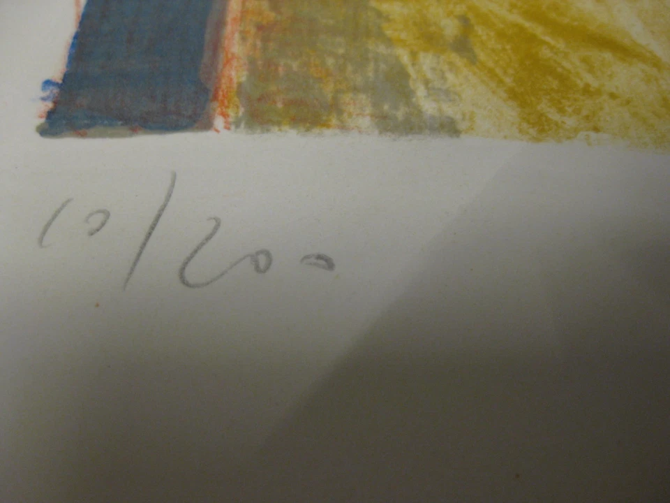 Horst Antes Farblithographie Tisch mit 4 Federn 1976 sign. 10/200 Lithographie - Bild 3 von 4