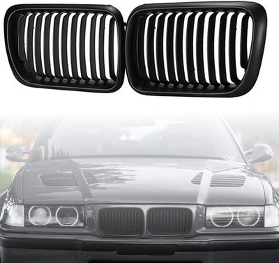 Für BMW 3er E36 Facelift 1997-1999 Einzelsteg Nieren Kühlergrill Mattschwarz