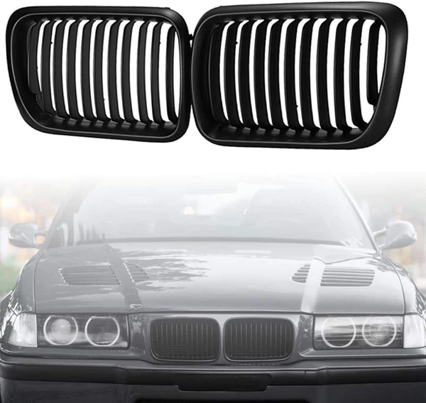 FüR BMW 3Er E36 Facelift 1997-1999 Einzelsteg Nieren KüHlergrill Mattschwarz-image